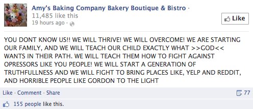 Amy's Baking Company melts down on Facebook