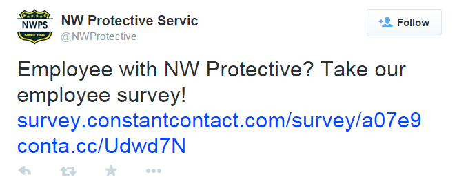 Employee survey tweet