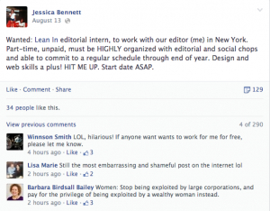 Original Lean In intern FB post
