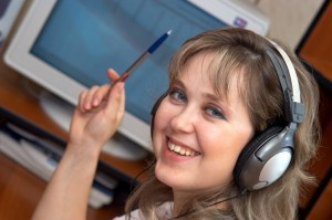 Smiling Headset Woman