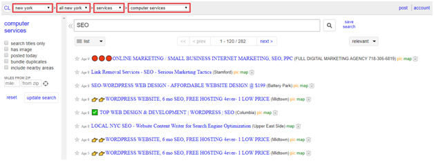 Search for Keyword Ideas on Craigslist